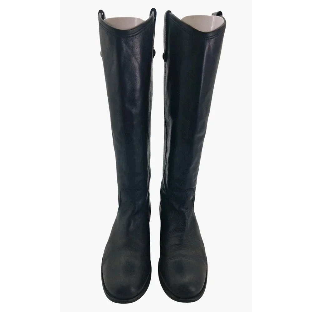 Frye Boots Womens Size 8 B Black Leather Tall Riding Pull On Knee High 77167